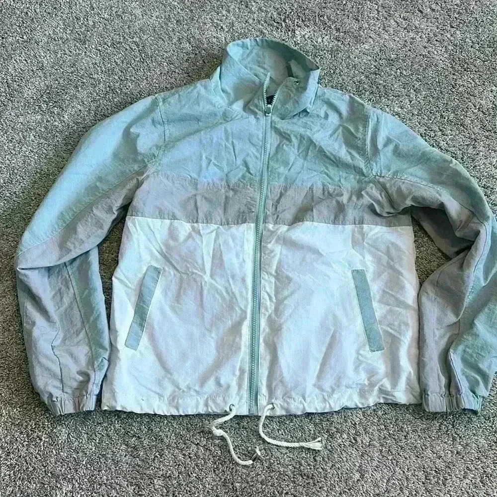 Ashley by 26 International Windbreaker jacket fullzip medium blue grey spring